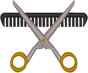 Hair Dresser's Scissors & Comb Embroidery Design