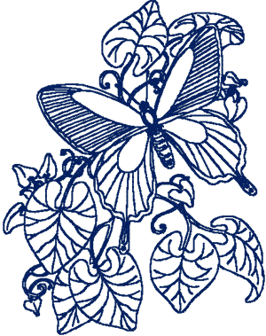 Redwork Heavenly Butterflies #1 Embroidery Design