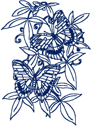 Redwork Heavenly Butterflies #4 Embroidery Design