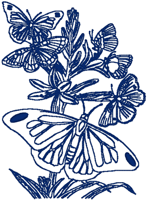 Redwork Heavenly Butterflies #5 Embroidery Design