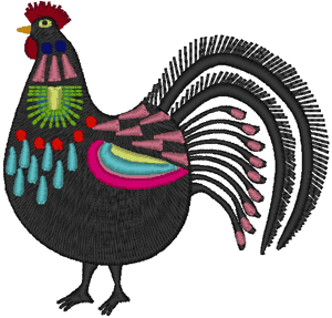 Folk Art Rooster Embroidery Design