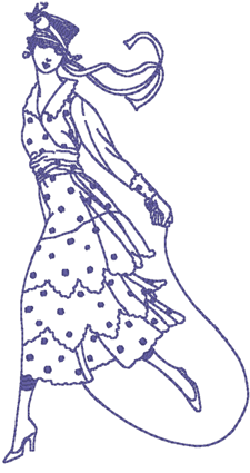 Redwork Retro Fashion #5 Embroidery Design