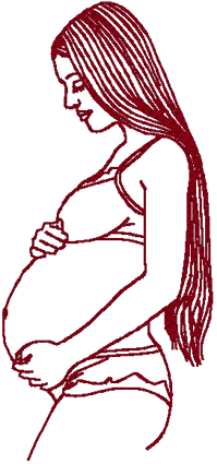 Redwork Pregnant Mother Embroidery Design