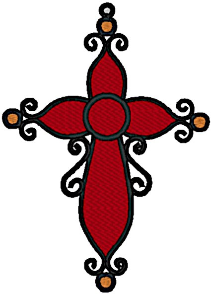 Ornate Latin Cross Embroidery Design