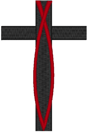 Latin Cross with Fish Embroidery Design