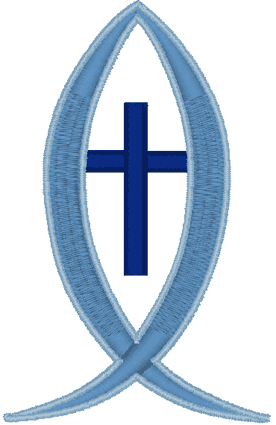 Fish Symbol & Small Cross Embroidery Design