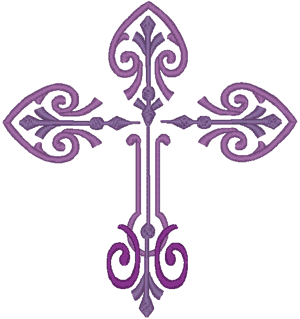 Decorative Scroll Cross Embroidery Design