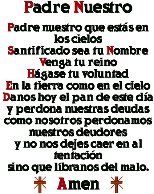 Lord s Prayer In Spanish Printable