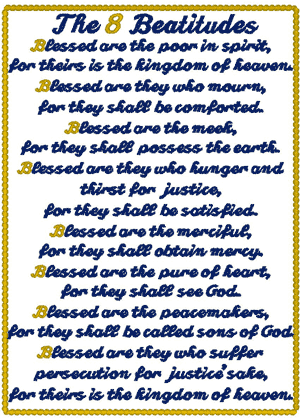 The Eight Beatitudes of Jesus Embroidery Design