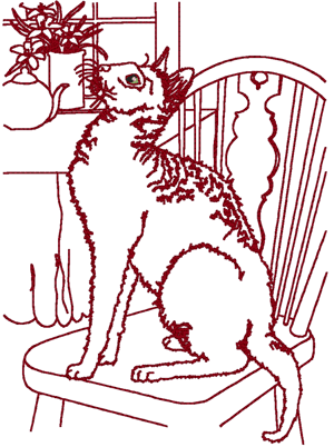 Redwork Cat 3 Embroidery Design