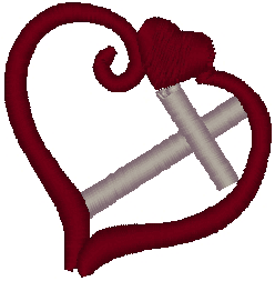 Cross within a Heart Embroidery Design