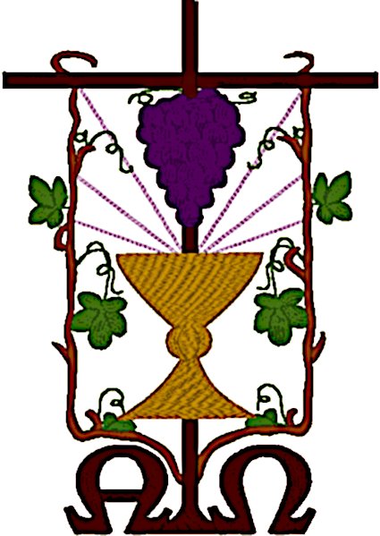 Alpha & Omega, Grapes with Chalice Religious Machine Embroidery Design