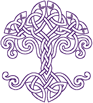 Redwork Celtic Knotted Tree of Life Embroidery Design