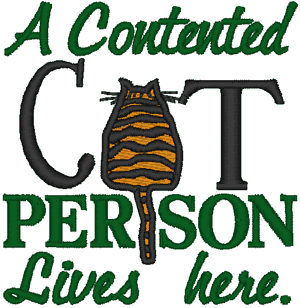 A Contented Cat Person Embroidery Design