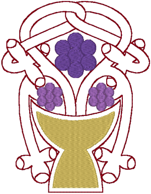 Redwork Celtic Vine, Grapes & Chalice Embroidery Design