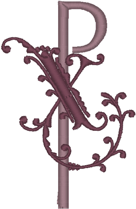 Ornate Chi Rho Embroidery Design