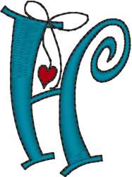 Hanging Hearts Alphabet Embroidery Design