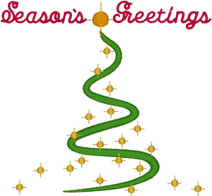 Season's Greetings Christmas Tree Embroidery Design