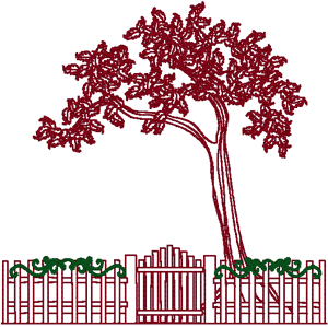 Redwork Village Gate Embroidery Design