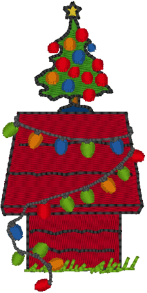 Christmas Dog House Embroidery Design