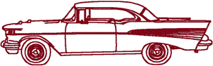 Redwork Classic Automobile: 1957 Chevrolet Bel Air Sport Sedan Embroidery Design