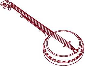 Redwork 5-String Banjo Embroidery Design