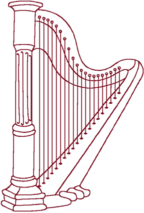 Redwork Harp Embroidery Design