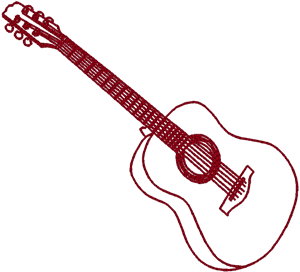 Redwork 6-String Guitar Embroidery Design