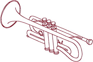 Redwork Trumpet Embroidery Design