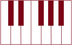 Redwork Piano Keys Embroidery Design