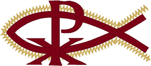 Chi Rho with Fish #2 Embroidery Design