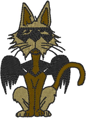 Bat Cat Embroidery Design