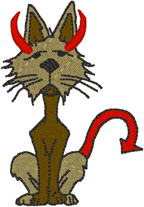 Devil Cat Embroidery Design