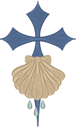 Mega St. James Cross with Baptism Shell Embroidery Design