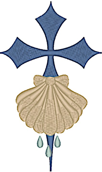 St. James Cross with Baptism Shell Religious Machine Embroidery Design