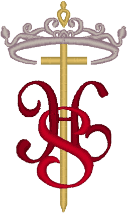 IHS with Crown Religious Machine Embroidery Design