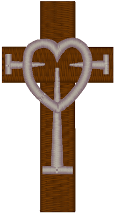 Cross with Heart & Spikes Embroidery Design