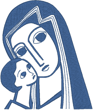 1 Color Madonna & Child Icon Embroidery Design