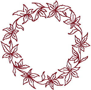 Redwork Virginia Creeper Wreath Embroidery Design