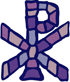 Stained Glass Chi Rho Embroidery Design