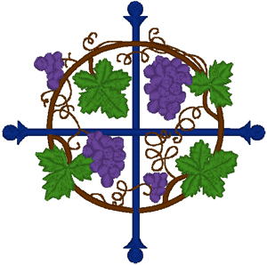 Cross & Grapevine Embroidery Design