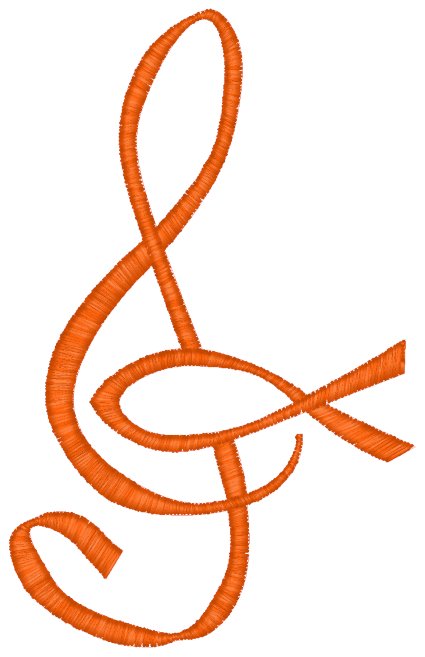 Christian Music Trebel Clef Embroidery Design