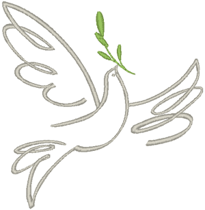 Ascending Dove with Olive Branch Embroidery Design