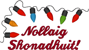 Merry Christmas in Irish Embroidery Design