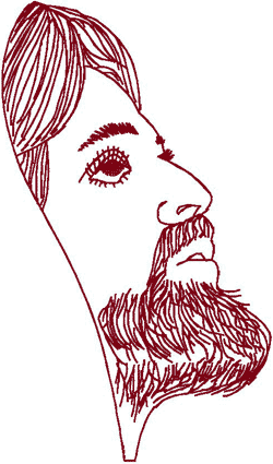 Redwork Jesus in Profile Embroidery Design