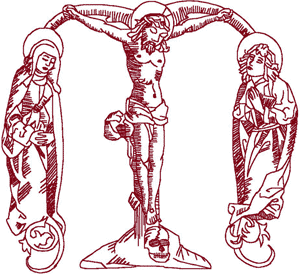 Crucifixion Woodcut Embroidery Design