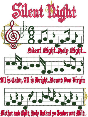 Silent Night<br>Christmas Sheet Music Design Embroidery Design