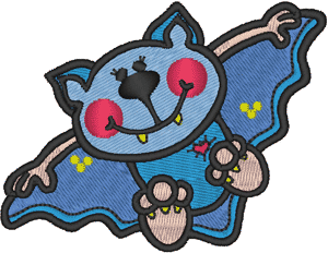 Happy Little Bat Embroidery Design
