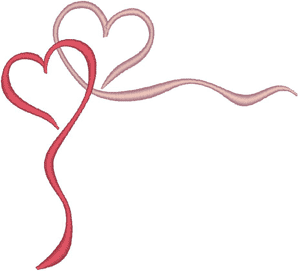 Double Heart Corner Embroidery Design