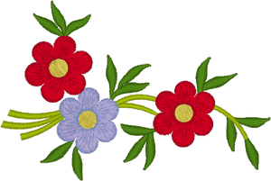 3 Flowers Embroidery Design